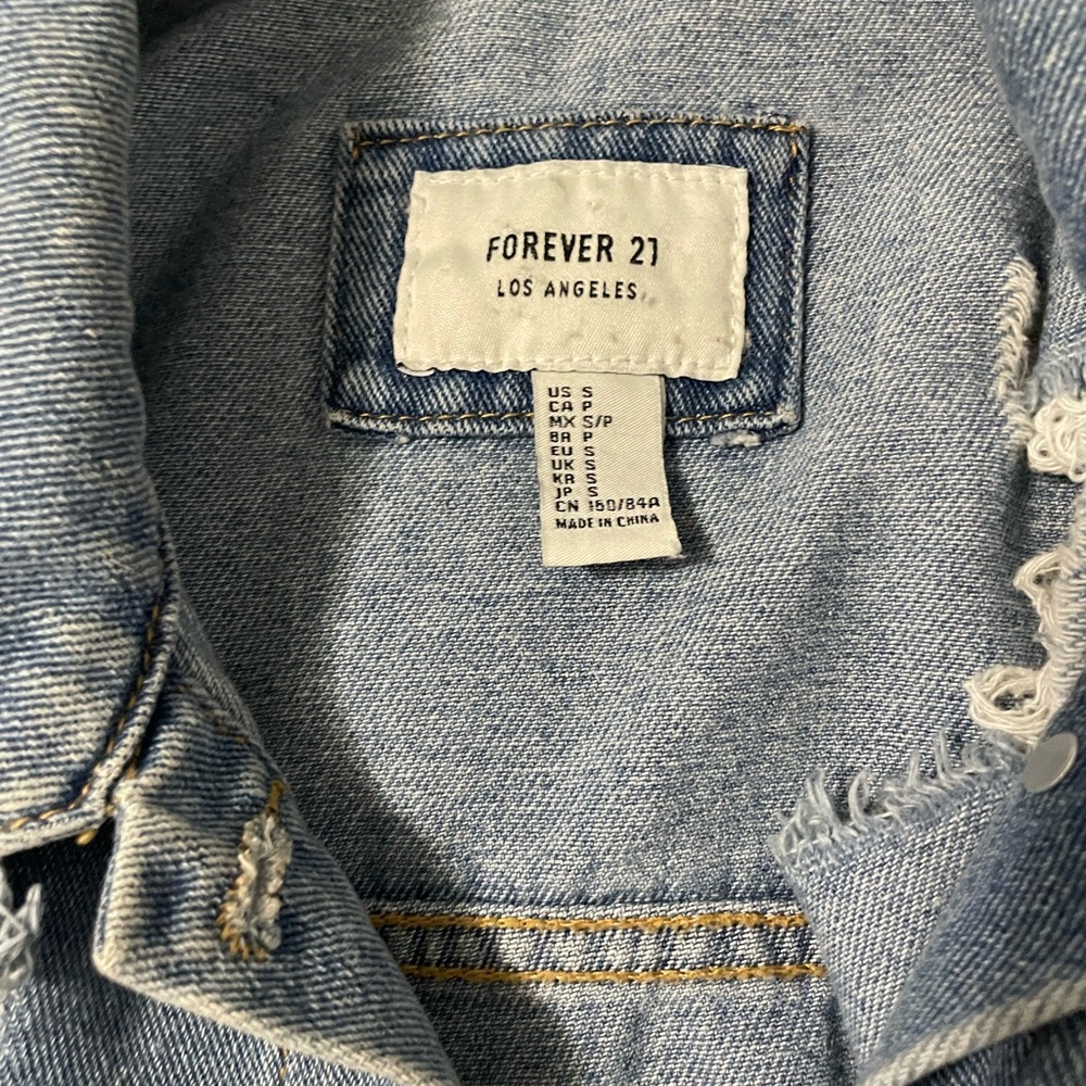 Distressed Blue Denim Jacket Size Small - Picture 4 of 9